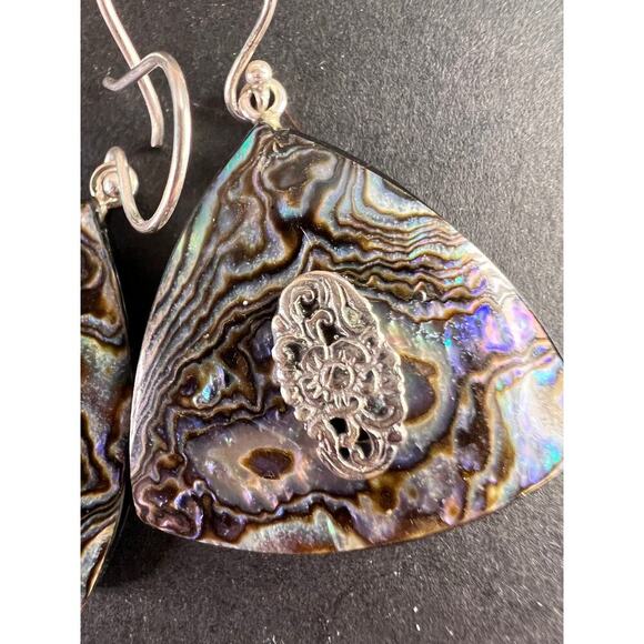 NEW Abalone shell sterling silver dangle earrings - Picture 5 of 10